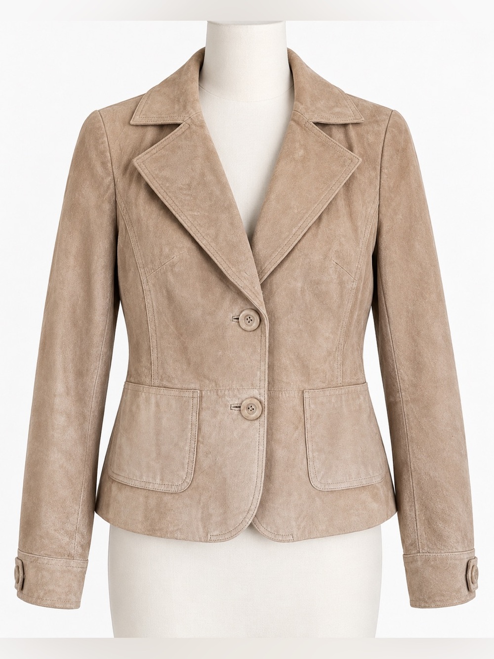 Mossimo Women M Tan Genuine Suede Leather Blazer Jacket Vintage Y2K Classic